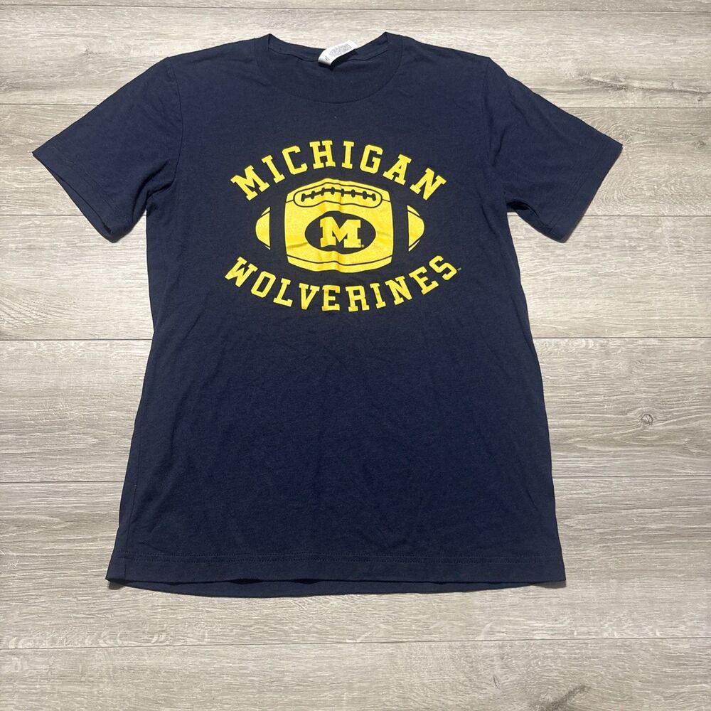 Michigan Wolverines Football T-Shirt Women’s Small Navy NCAA Canvas Graphic Tee